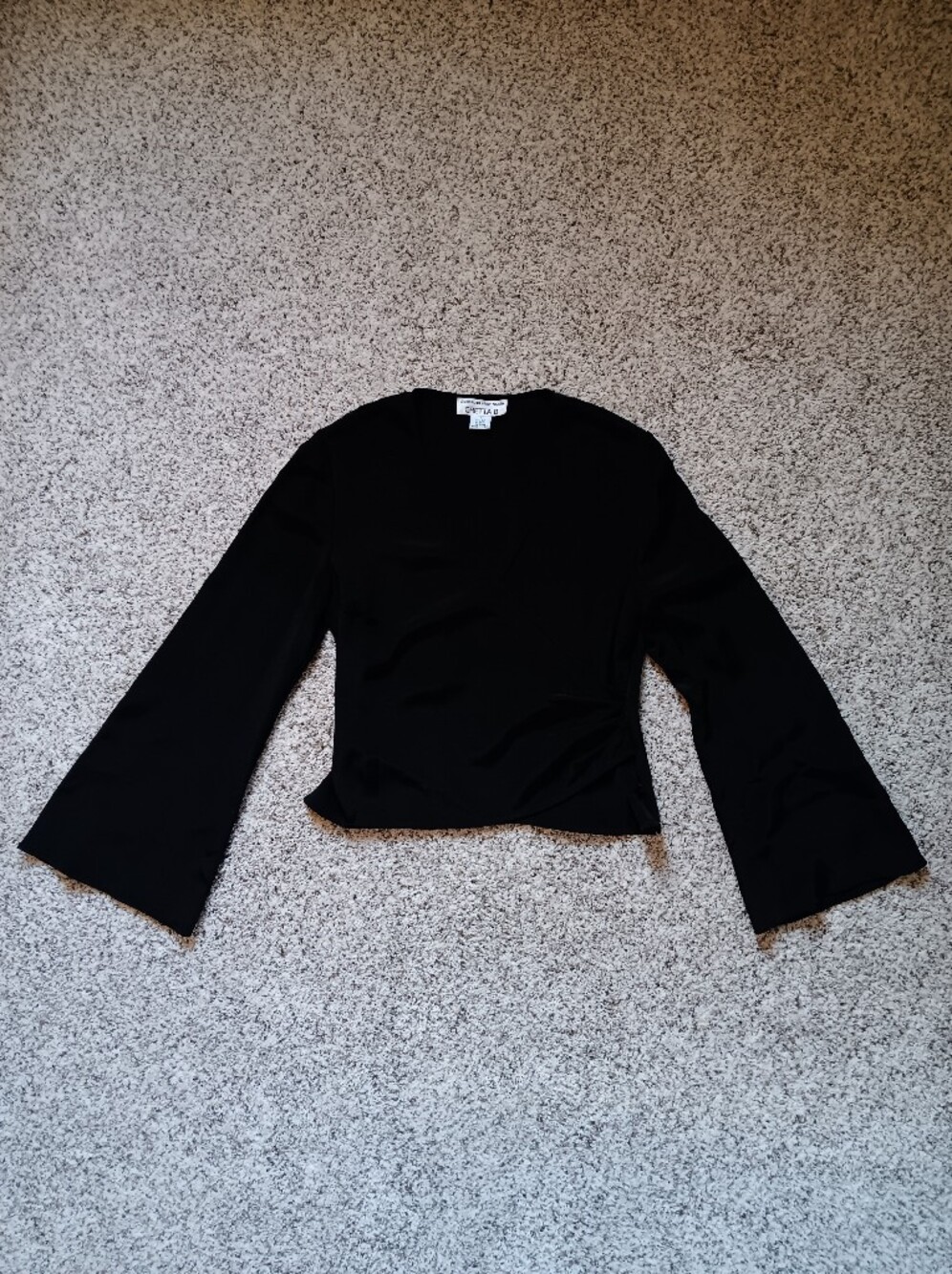 VTG Chetta B Silk Long Bell Sleeve Wrap Top Small 80s 90s Whimsigoth